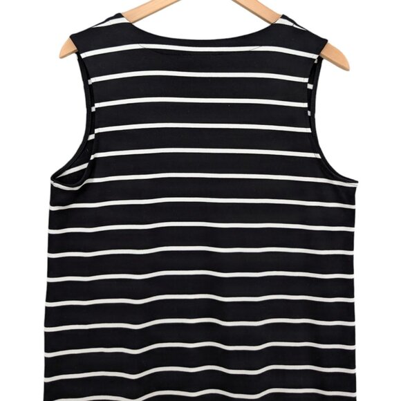 J Jill Wearever Collection Dress Black White Stripe V Neck Sleeveless Size M - Picture 4 of 9